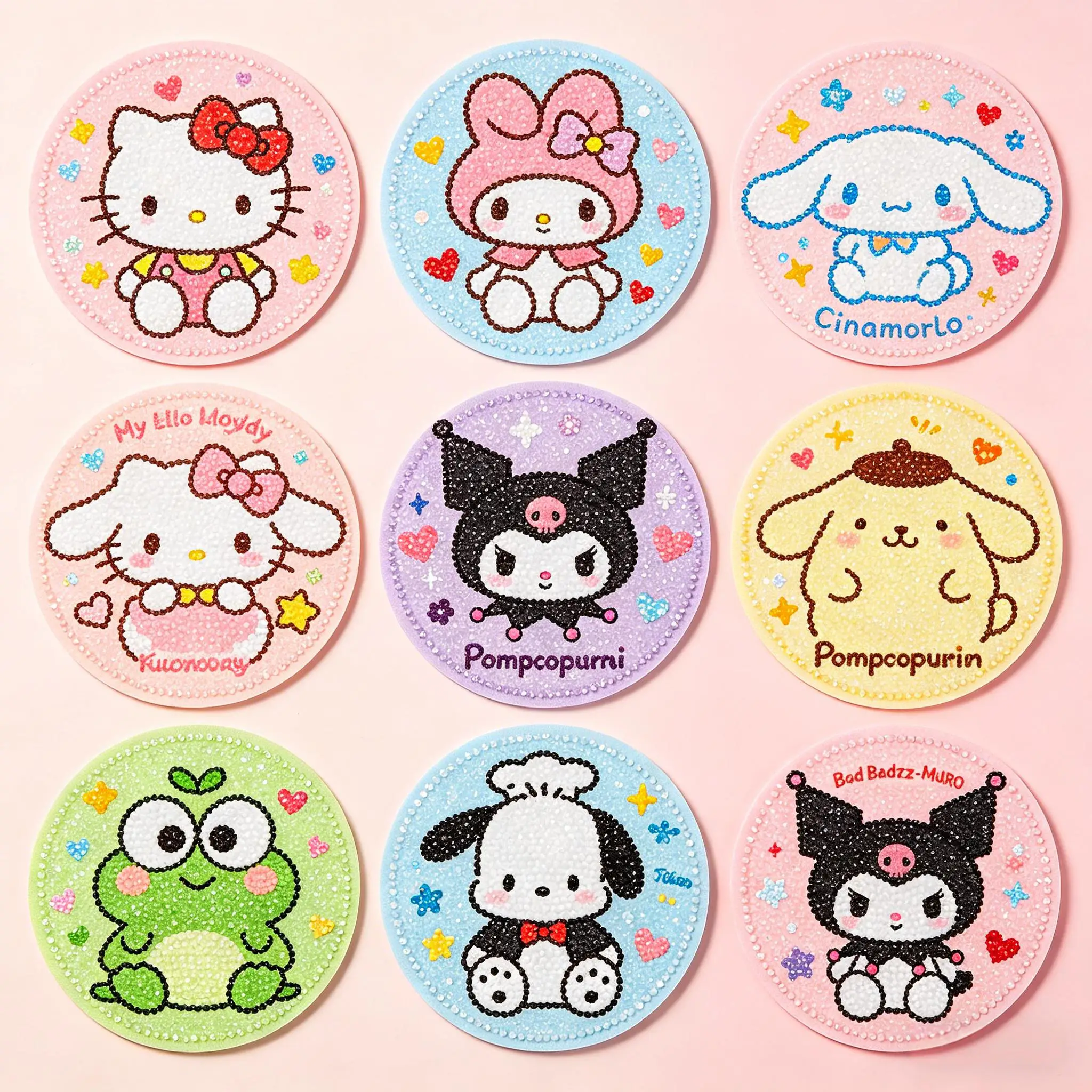 

DIY Sanrio Diamond Painting Coaster HelloKitty MyMelody Kuromi Cartoon Mosaic Drink Cup Pad Table Placemat