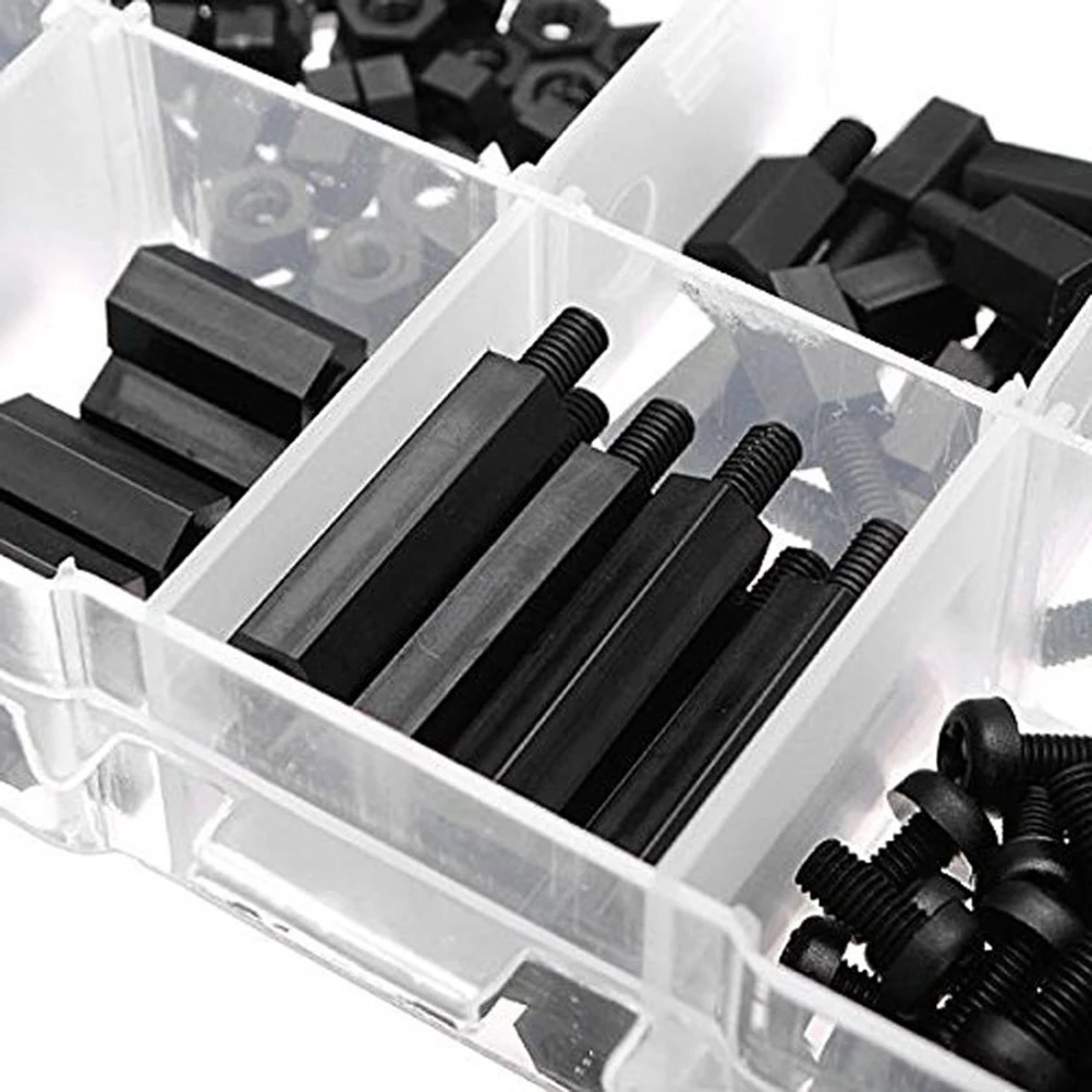 

180Pcs Nylon Screw Nut Stand- Black Plastic Accessories for Electronics Computer Pcb Board Repair DIY Parts