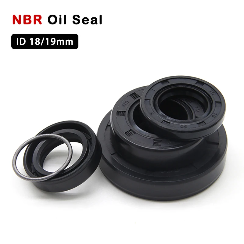 ID 18/19mm Black NBR Nitrile Rubber Shaft Oil Seal TC-18/19*28/30/32/35/40/45/47*5/7/8/10 Nitrile Double Lip Oil Seal 2/5/10 pcs