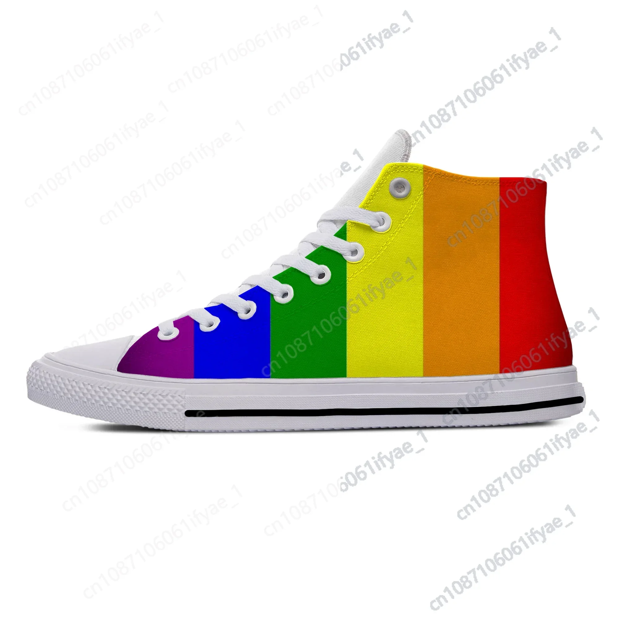 Summer Rainbow LGBT Gay Pride Flag Lesbian Funny Fashion Casual Cloth Shoes High Top Lightweight Breathable Men Women Sneakers