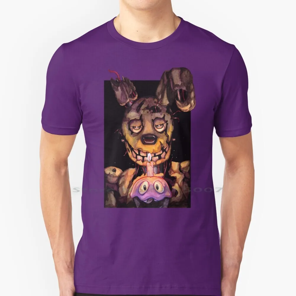 Celebrate! T Shirt 100% Cotton 5naf Five Nights At Fnaf 3 Springtrap Spring Bonnie Watercolor Fanart Dark Video Games Halloween