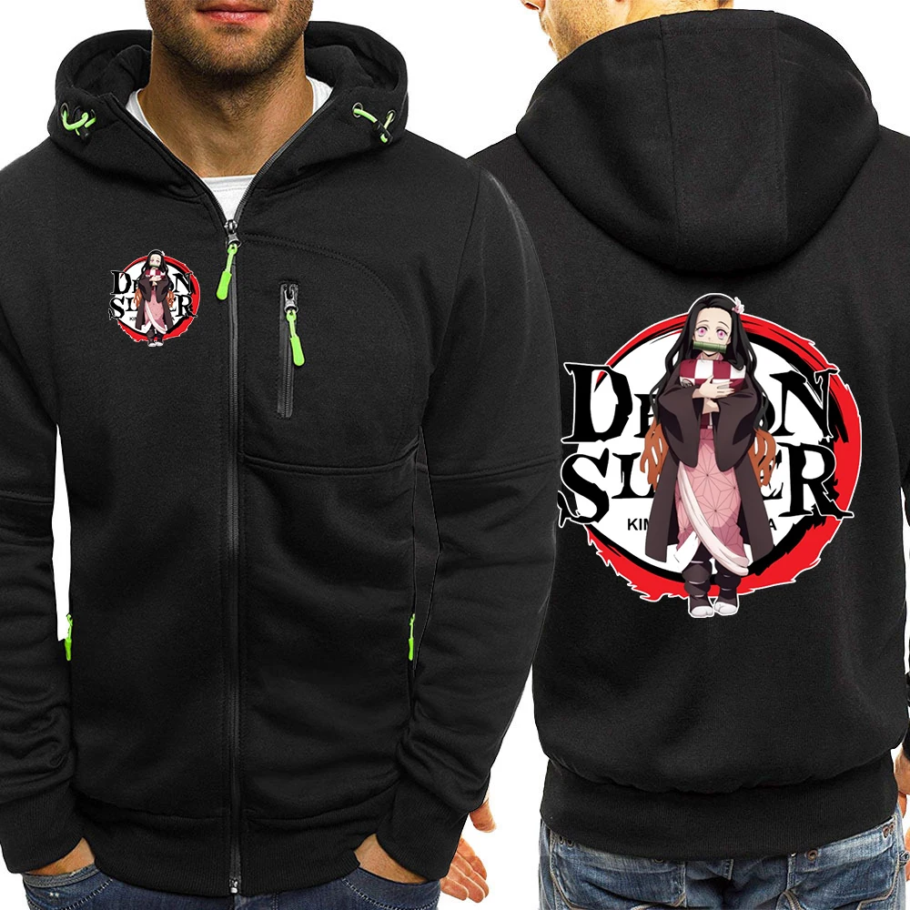 

Daily Commute Simple Coat Hoodies 2026 Spring And Autumn Comfortable Men's Demon Slayer Anime Nezuko Logo Print Casual Jacket