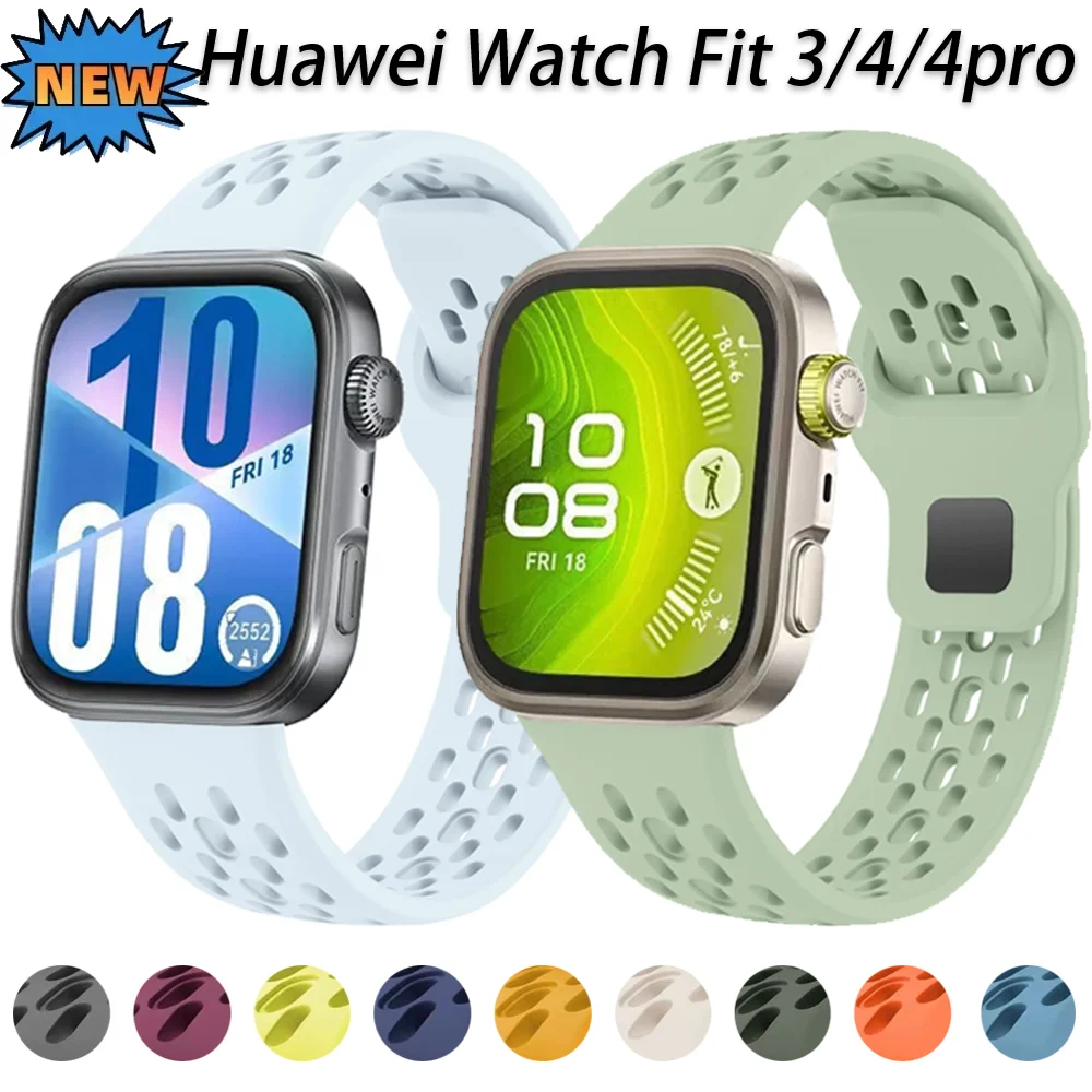 Дышащий силиконовый ремешок для Huawei Watch Fit 4 Pro, спортивный браслет, ремень для Huawei Watch Fit 4 3, аксессуары Correa