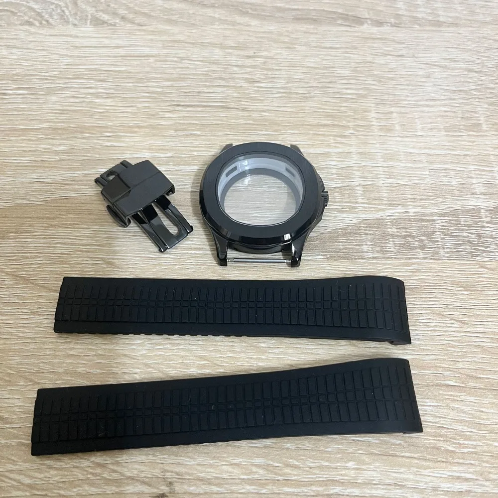 42 مللي متر NH35 ساعة حافظة 316 L وعاء من الستانليس ستيل الأسود ل Aquanaut Seiko NH35 NH38 NH70 الرياضة صالح 32 مللي متر الطلب شريط مطاطي