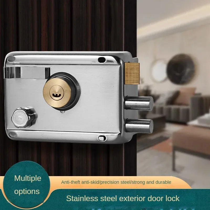 Stainless Steel Exterior Door with Three Safety and Anti-theft Locks, Universal Old Style Door Lock