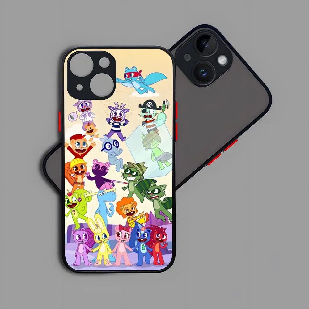 Happy Tree Friends Handyhülle matt transparent für 16 15 IPhone 12 11 13 Pro Max X XR XS 8 SE Mini Plus Luxus-Abdeckung