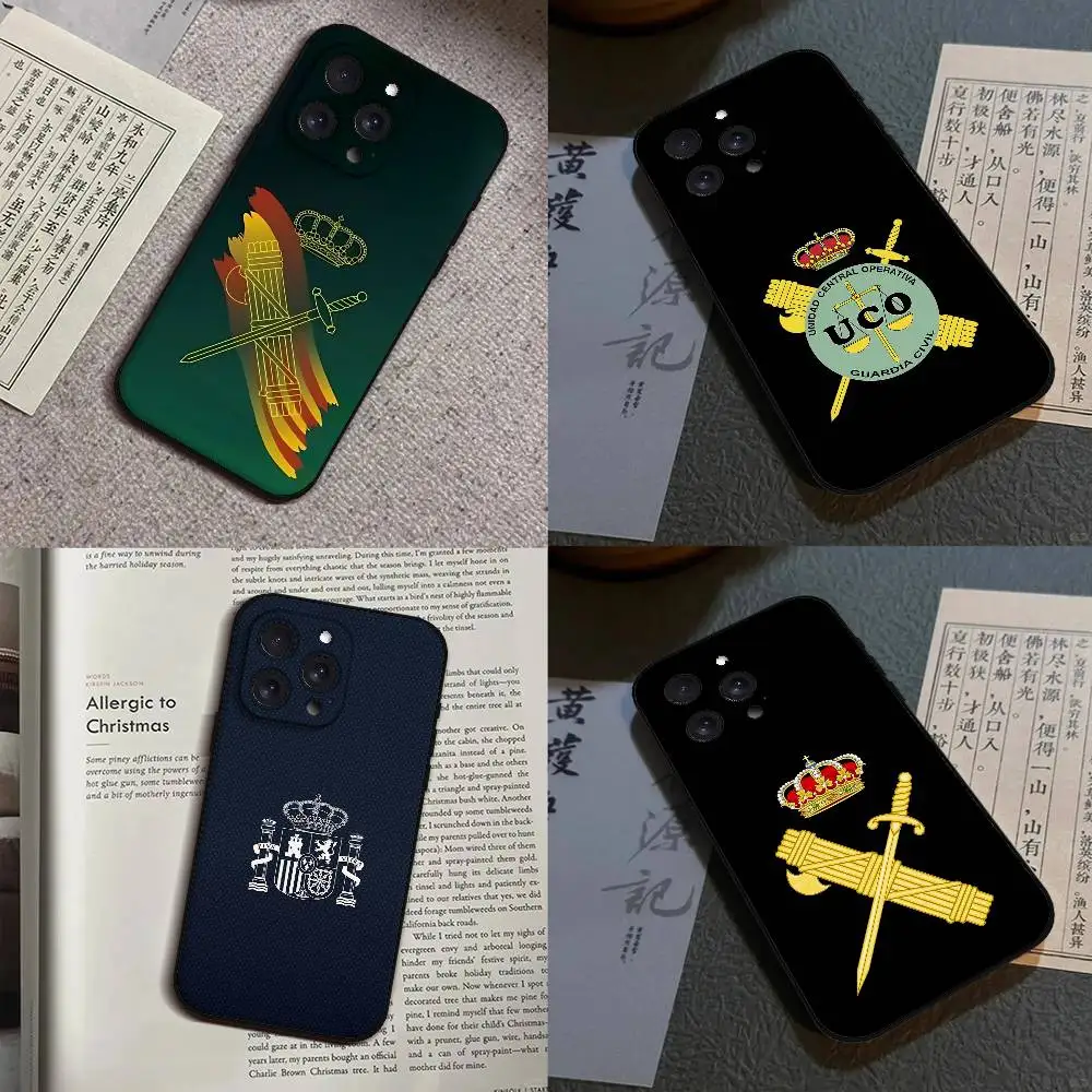 Spanische Guardia Civil Emblema Handyhülle für iPhone 17 16 15 14 13 12 11 X XR XS Plus Pro Max Mini Weiche Schwarze Schutzhülle