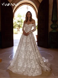 Exquisite Lace Appliques Wedding Dress Off The Shoulder Long Sleeve Bridal Gown 2025 Customized A-line Dresses For Bride