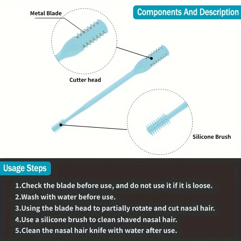 Double-sided Knife Nose Hair Scraper,Portable Manual Nostril Cleaning Kit For Men And Women Plastic Washable 360 Degree Rotatin