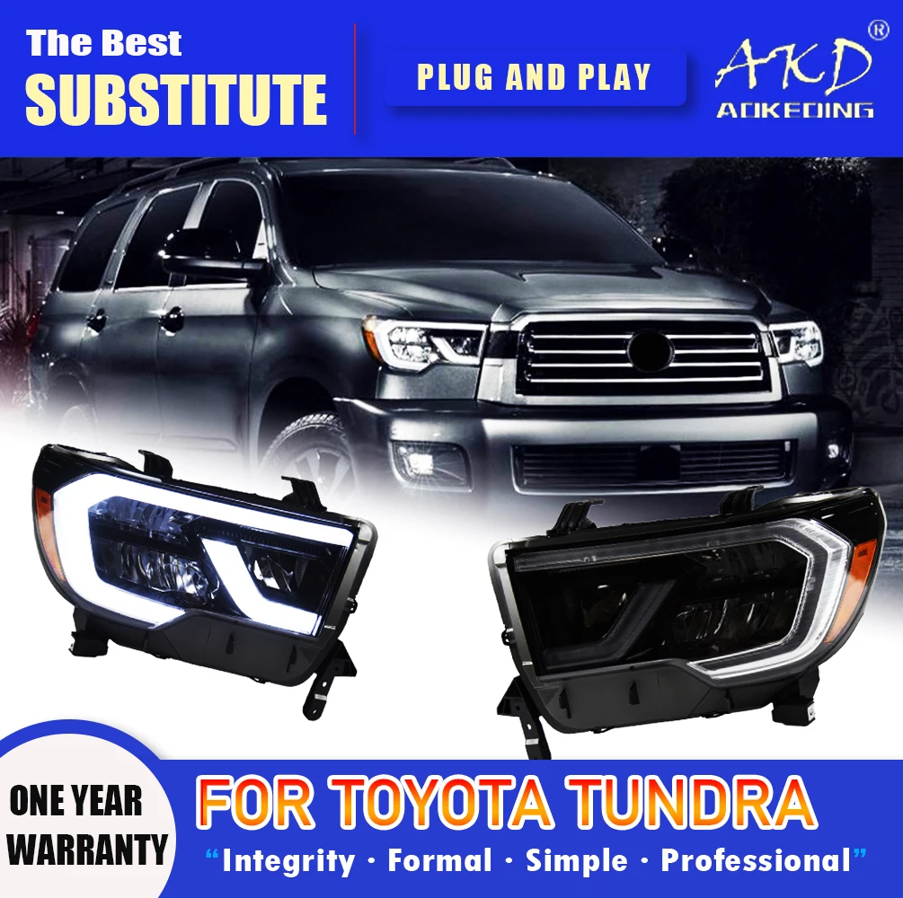 

AKD Head Lamp for Toyota Tundra LED Headlight 2007-2021 Headlights Tundra DRL Turn Signal High Beam Angel Eye Projector Lens