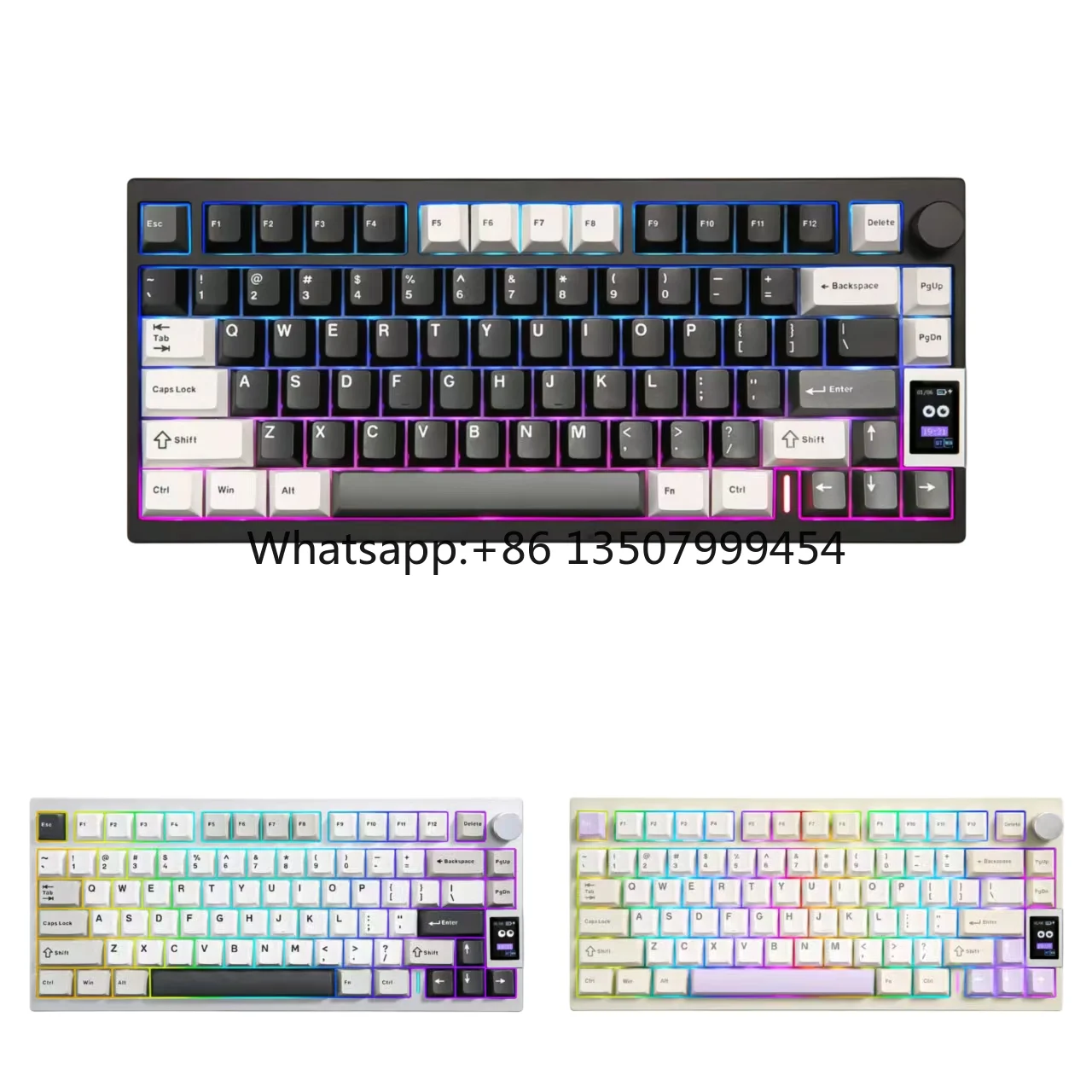 YUNZII AL80 QMK VIA LCD Aluminum Alloy Mechanical Keyboard 75% Layout with Knob Tri-mode  Hot-swappable Gateron Zero Switches