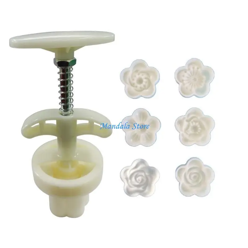 

U2JC Plum Blossom Shaped DIY Mooncake Molds Plastic Material for Mid-Autumn Festival