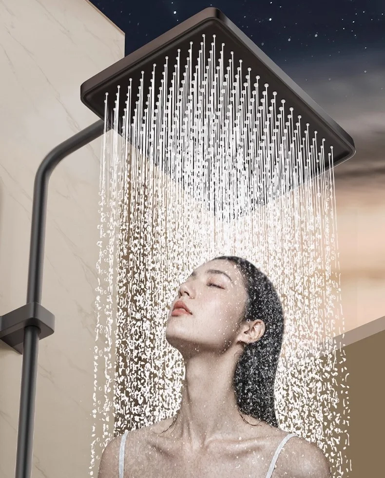 1pc High Pressure Rainfall Shower Head, Luxury Bathroom Showerhead, Adjustable Angles, Anti-Clogging Silicone Nozzleater Saving