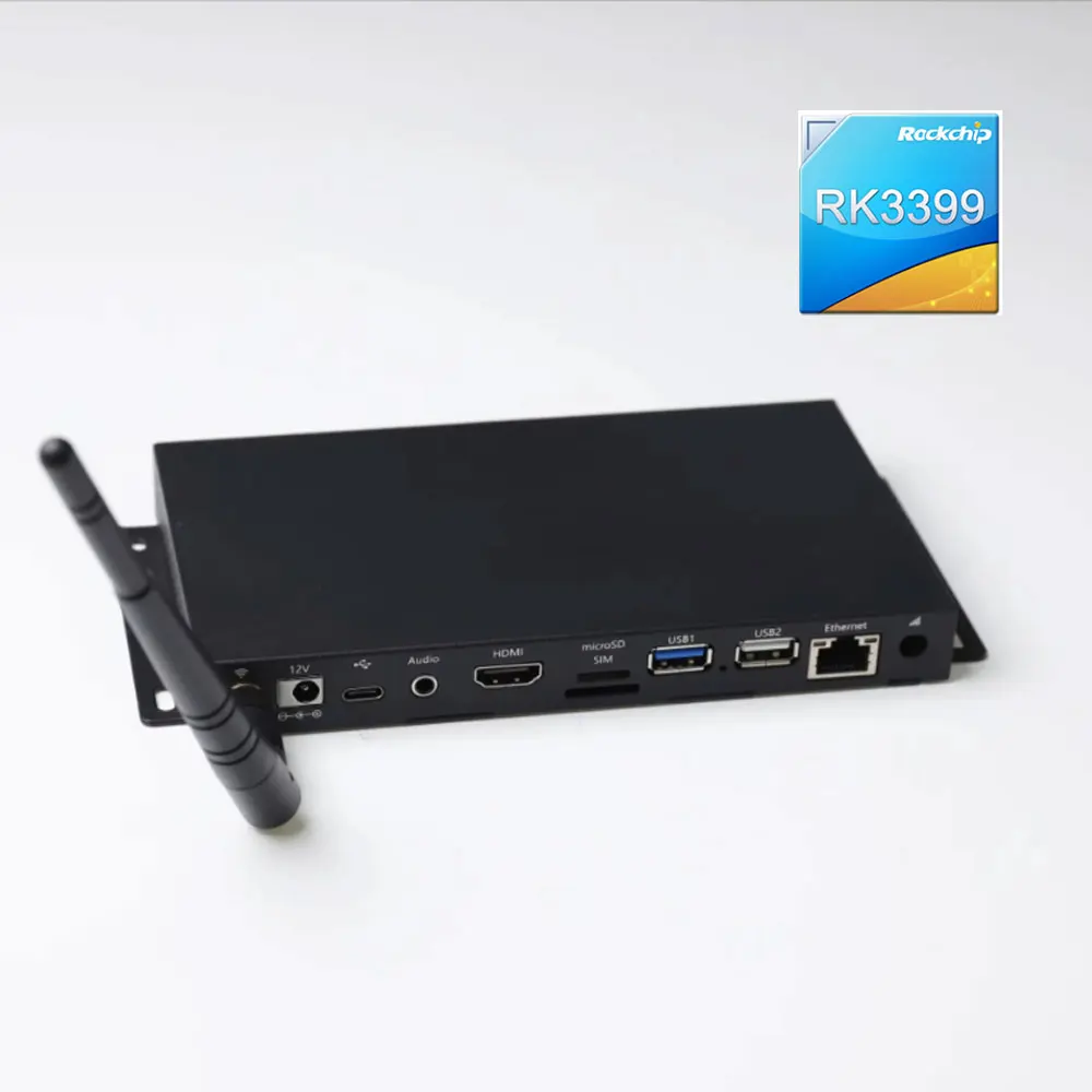 RK3399 Network Media Player Box 4K HD Output Looping Digital Signage Metal WIFI BT5.2 Ethernet 4G LTE Metal Media Player Box