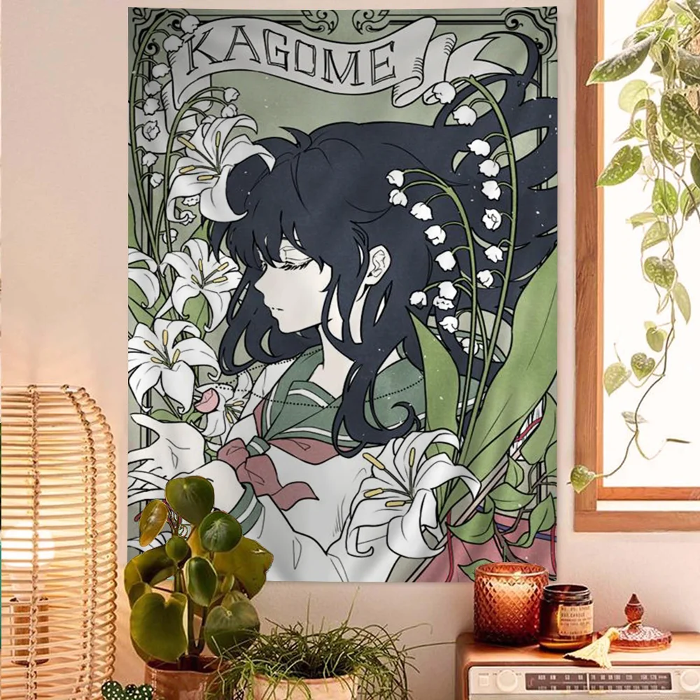 Japanese anime Inuyasha Printed Large Wall Tapestry Hanging Tarot Hippie Wall Rugs Dorm Art Home Decor