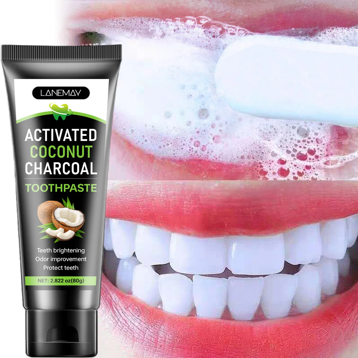 Activated Carbon Toothpaste Deep Cleaning Remove Plaque Improve Dental Caries ProtectGum Fresh Breath Oral Hygiene Cleansing 80g