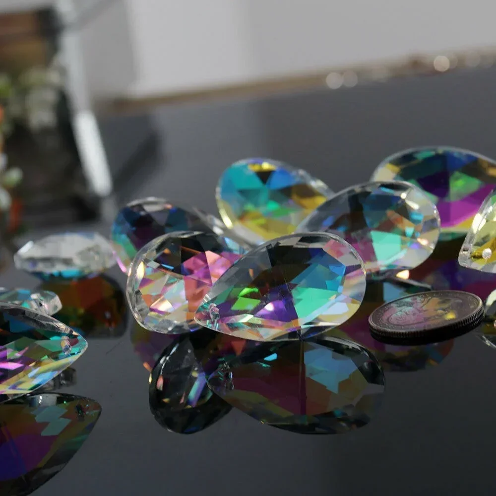 

5PC 38MM AB Color Crystal Angel Tear Faceted Prisms Hanging Sun Catcher Chandelier Parts Jewelry Pendant Craft Decor Accessories