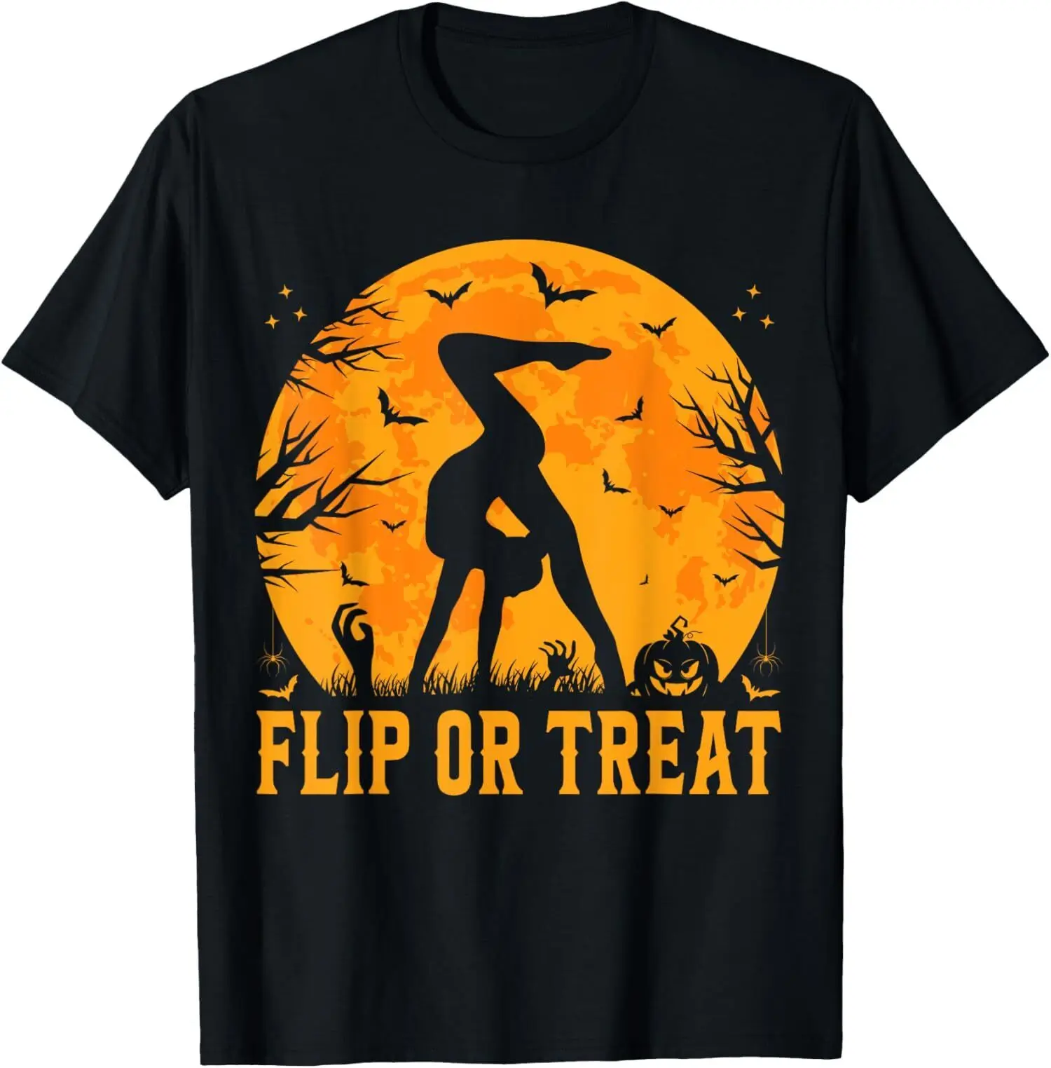 New Limited Gymnastics Halloween Flip or Treat Halloween T-Shirt Made In USA