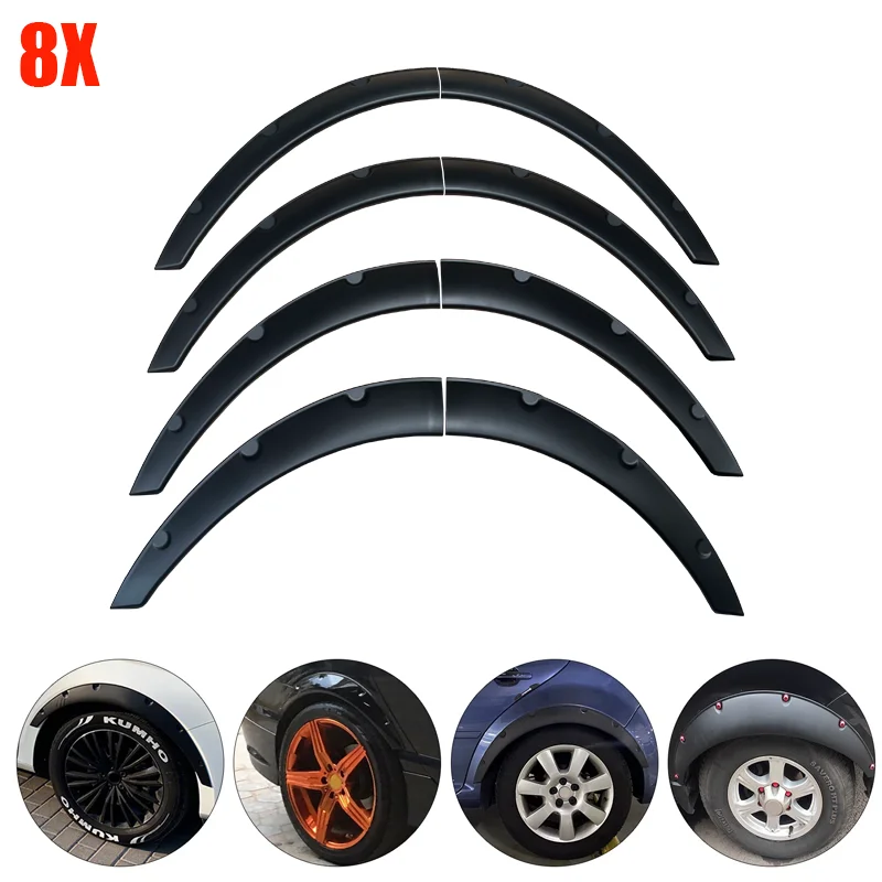 8 pièces évasés de garde-boue de voiture flexibles universels arches de roue de corps Extra larges pour Toyota Honda Nissan Mitsubishi pick-up SUV Kia BMW Ben