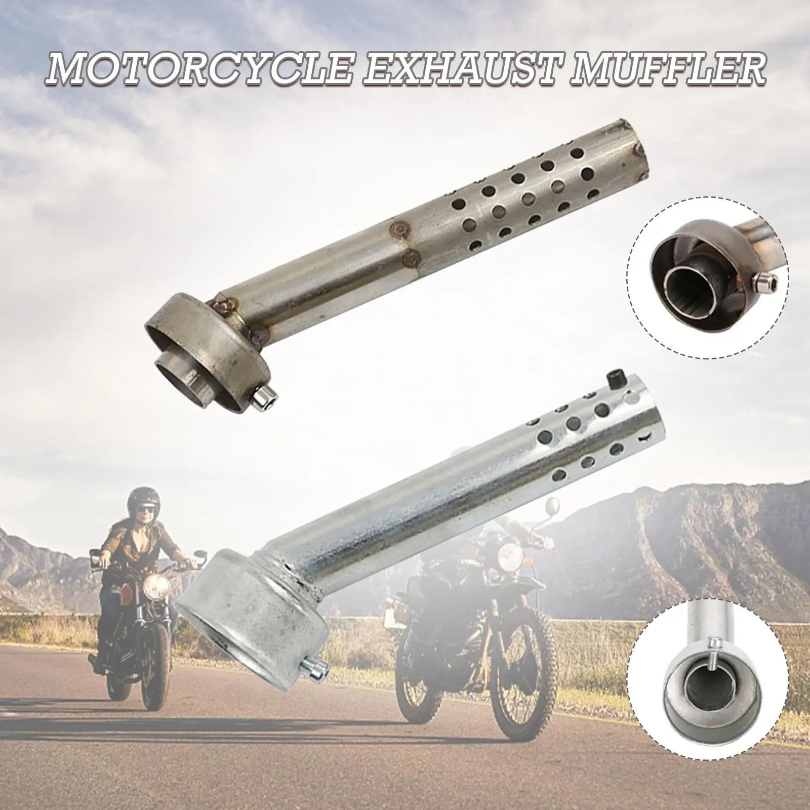 Universal 48mm Aluminum Motorcycle Angled Exhaust Insert J6U3 End Killer Baffle DB Muffler Motor Parts Silencer Tuning Can I6F2