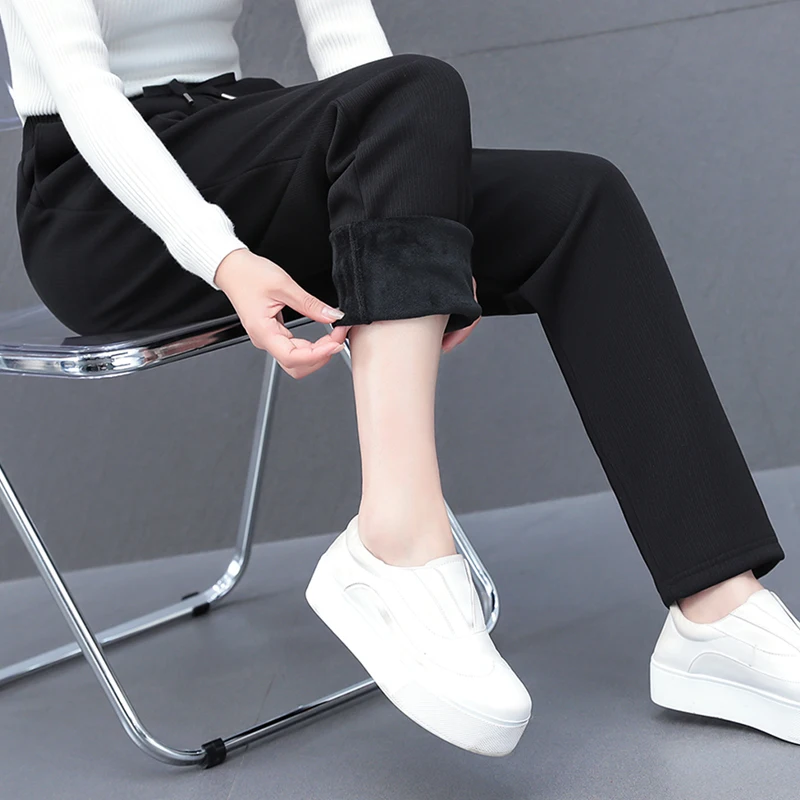 

Women'S Autumn And Winter New Fashionable Versatile Haren Sports Pants Female High Waisted Commuting Thick Loose Casual Trousers