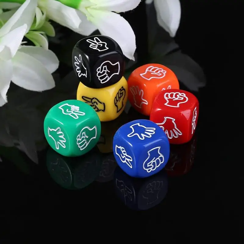 6Pcs Random Color 6 Sided Dice Creative Rock Paper Scissors Cloth Game Toy for Kids