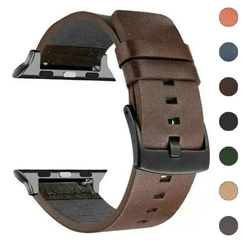 Leather strap watch band 46mm 45mm 44mm 49 41 40 42 38mm wristband correa bracelet iWatch series ultra 10 9 5 6 SE 7 8
