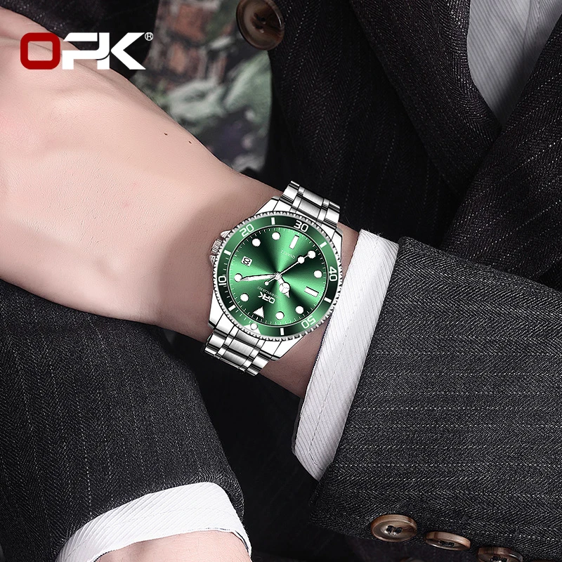 OPK 8118 Original Men's Watches Luxury Top Brand Quartz Wristwatch For Man Calendar Steel Strap Waterproof Luminous Man Watch