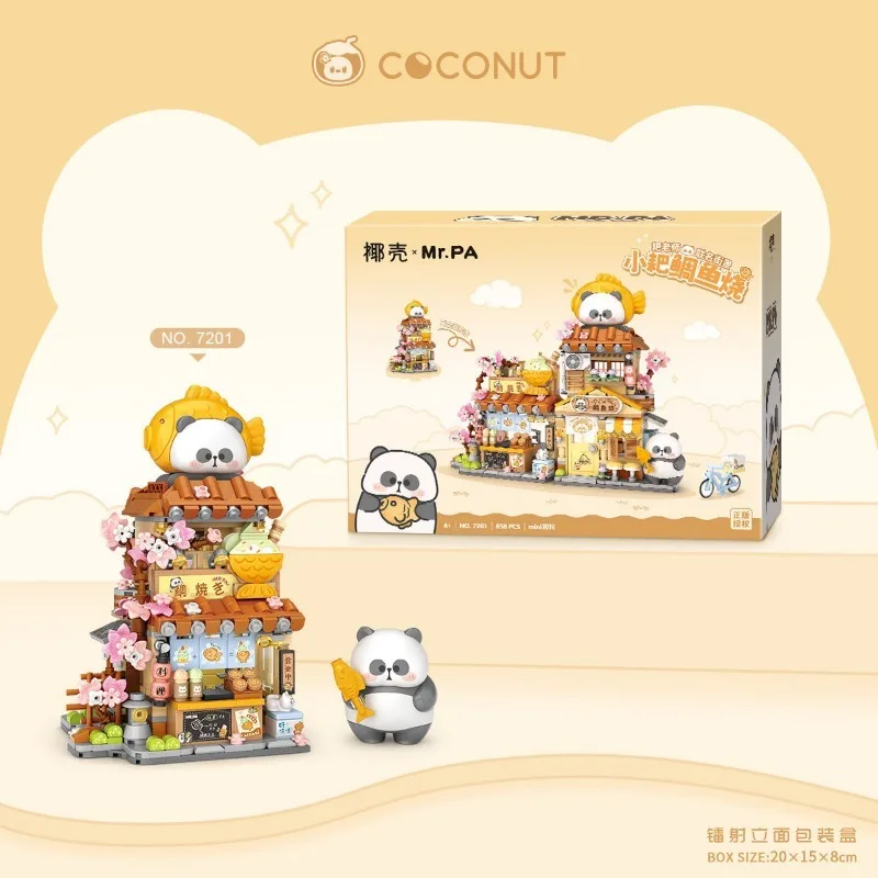 Panda Seabream Building Blocks Assembly Toy Street View Children's Puzzle Desktop Decoration Model Girl Boy Kawaii Festival Gift