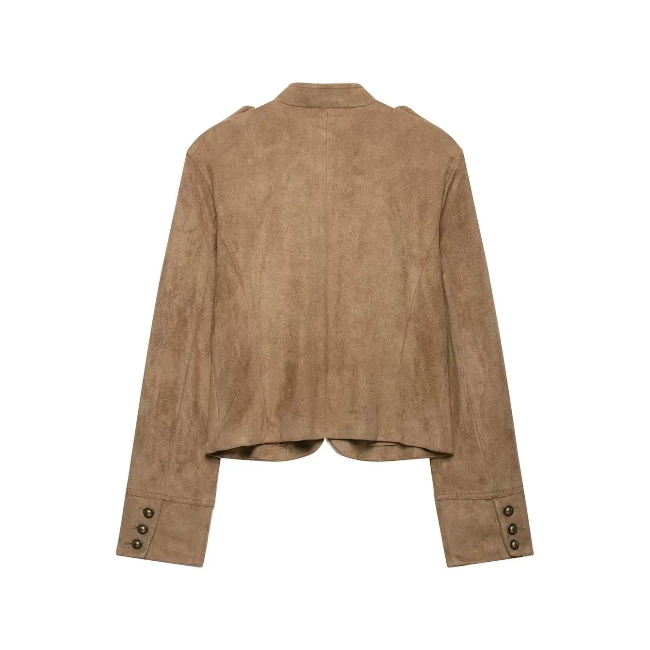 Herbst Damen Stehkragen Doppelreihige Jacke 2026 Neue Schlanke Kurze Langarm Damen Reißverschluss Slim Fit Mantel Lässig Chic – Detail 3