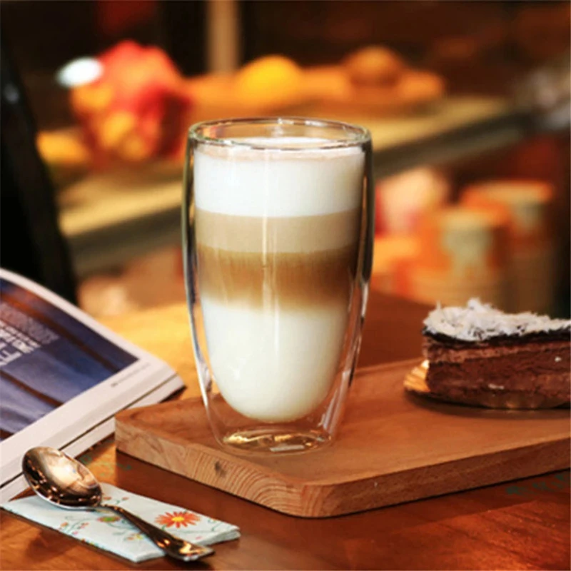 2-6PCS Heat Resistant Double Wall High Borosilicate Glass Mug Coffee Tea Milk Juice Water Bar Drinkware Creative Gift Set