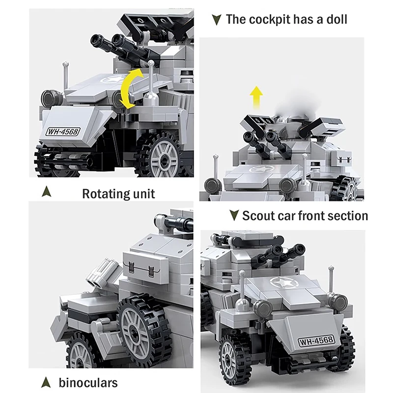 WW2 Military Building Blocks US CCKW353 Cargo Truck M16 Armored Vehicle German MOC T34 Tank Armored Vehicle Brick Toys Boy Gifts