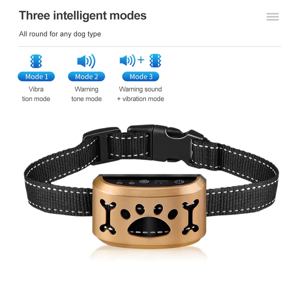 

USB Electric Dogs Training Collar Waterproof Pet Dog Anti Barking Device Dog Stop Barking Vibration Anti Bark Collar