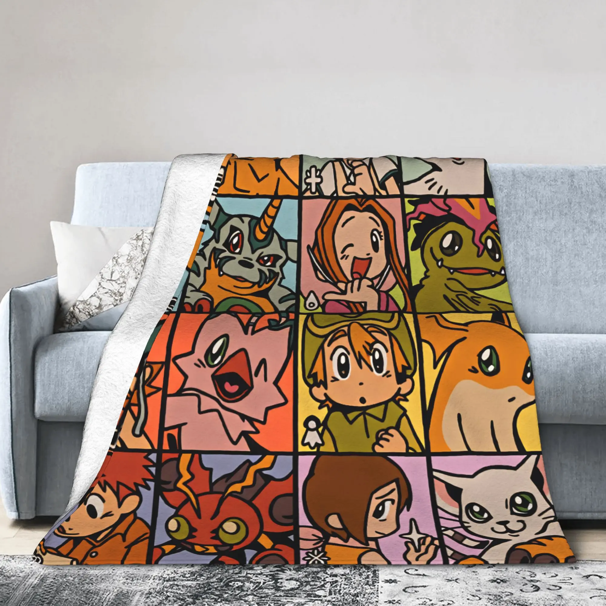 Digimons Blanket Quality Warm  Bedding Throws Winter Girls Boys Bedroom Pattern Bedspread