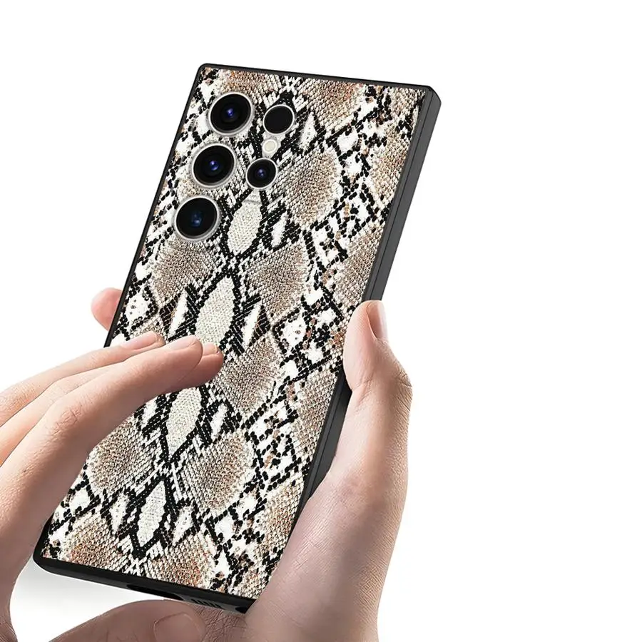 حافظة لهاتف سامسونج جالاكسي S24 Plus S25 + S9 S24 + S25 Ultra S23 FE S20 S22 S21 غطاء هاتف خلفي ناعم موضة جلد الثعبان #5