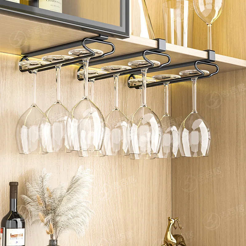 

Upside-down red wine glass holder, no punching required, hanging goblet, under the cabinet, household storage shelf, storage rac