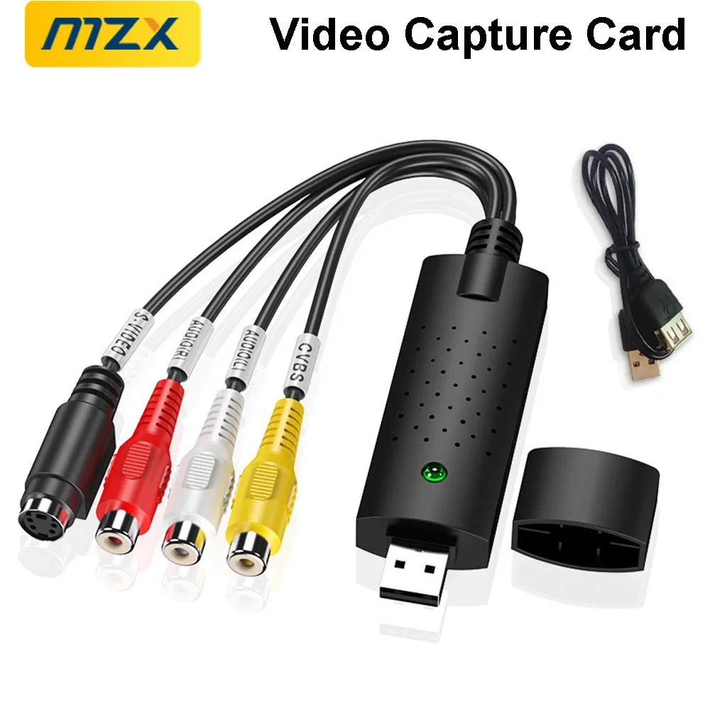 بطاقة التقاط الفيديو USB غطاء سهل VHS VCR Mini DV Hi8 DVD إلى محول رقمي RCA/S-video إلى USB 2.0 آلة التقاط تسجيل الصوت والفيديو