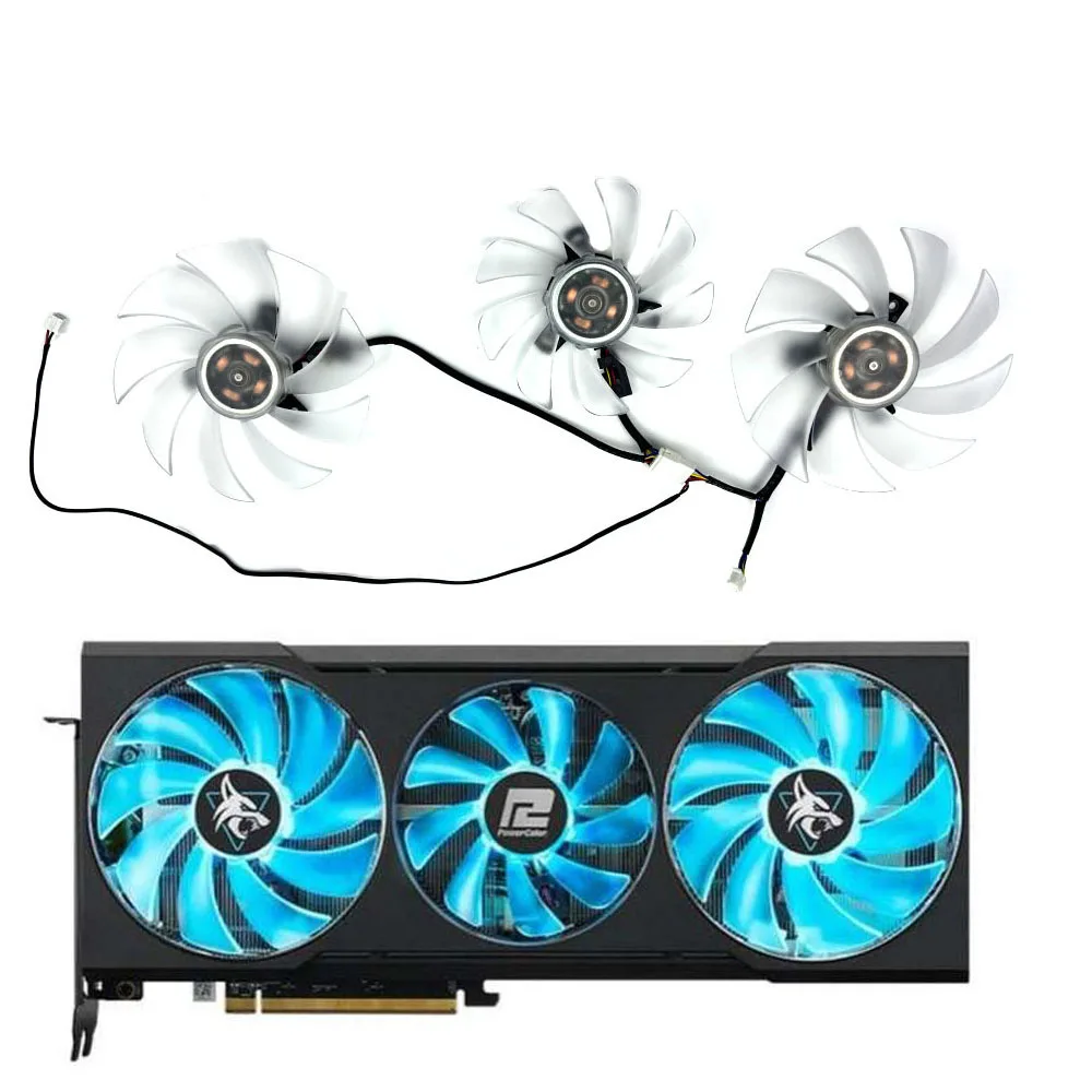 

95MM New Cooler Fan Replacement For PowerColor Hellhound Spectral White AMD Radeon RX 6700 XT 12GB GDDR6 Graphics Video Card LED