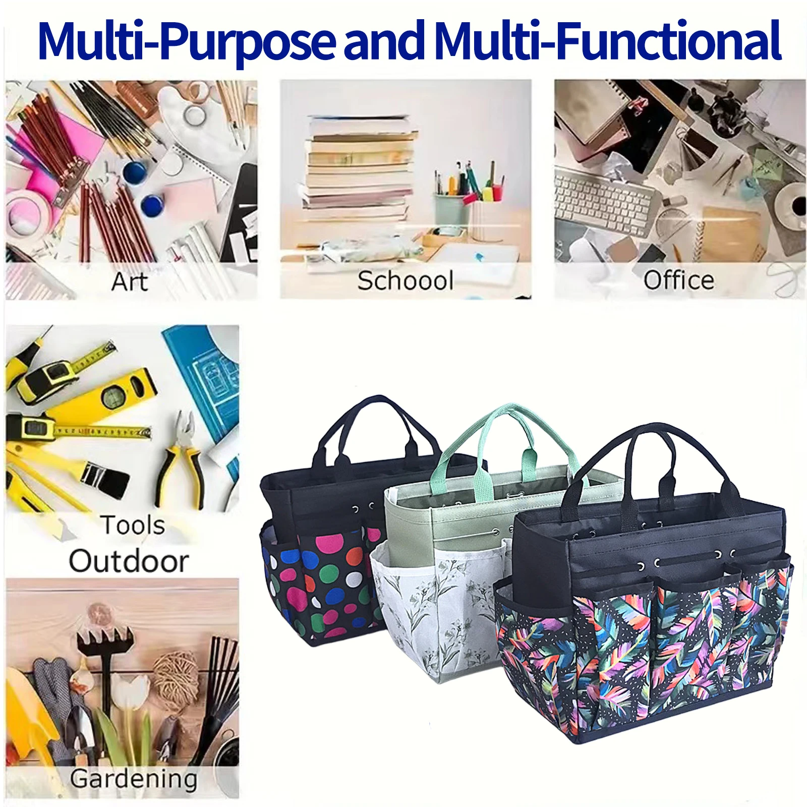 حقيبة تخزين كبيرة قابلة للطي، حقيبة قماش أكسفورد - محمولة ومتينة، 8 جيوب منظمة للمنزل وحقيبة تخزين مكتب الشواء في الهواء الطلق