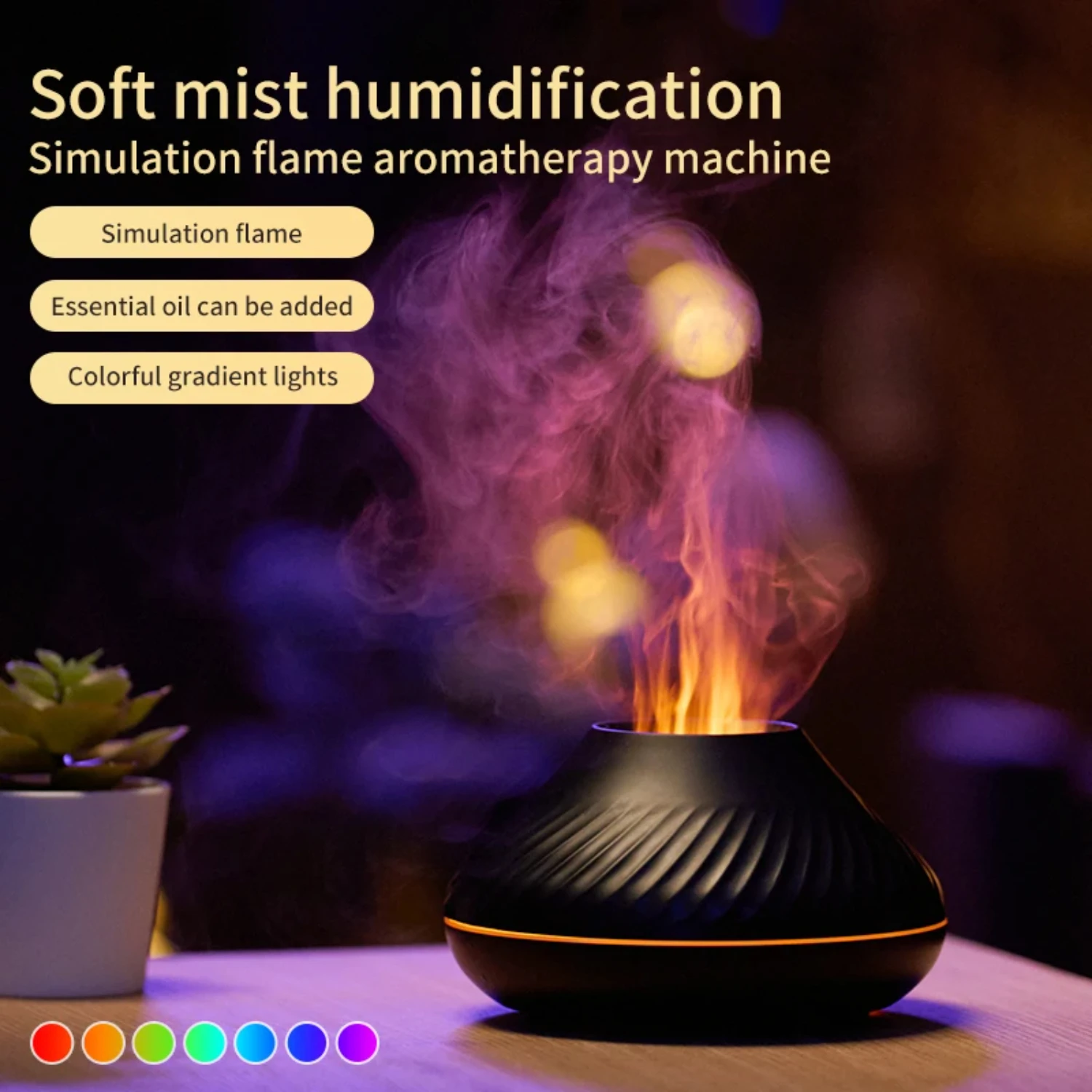 Mini difusor de aceites esenciales de llama de fuego LED portátil compacto: herramienta de aromaterapia elegante y práctica para el hogar, la oficina y el spa