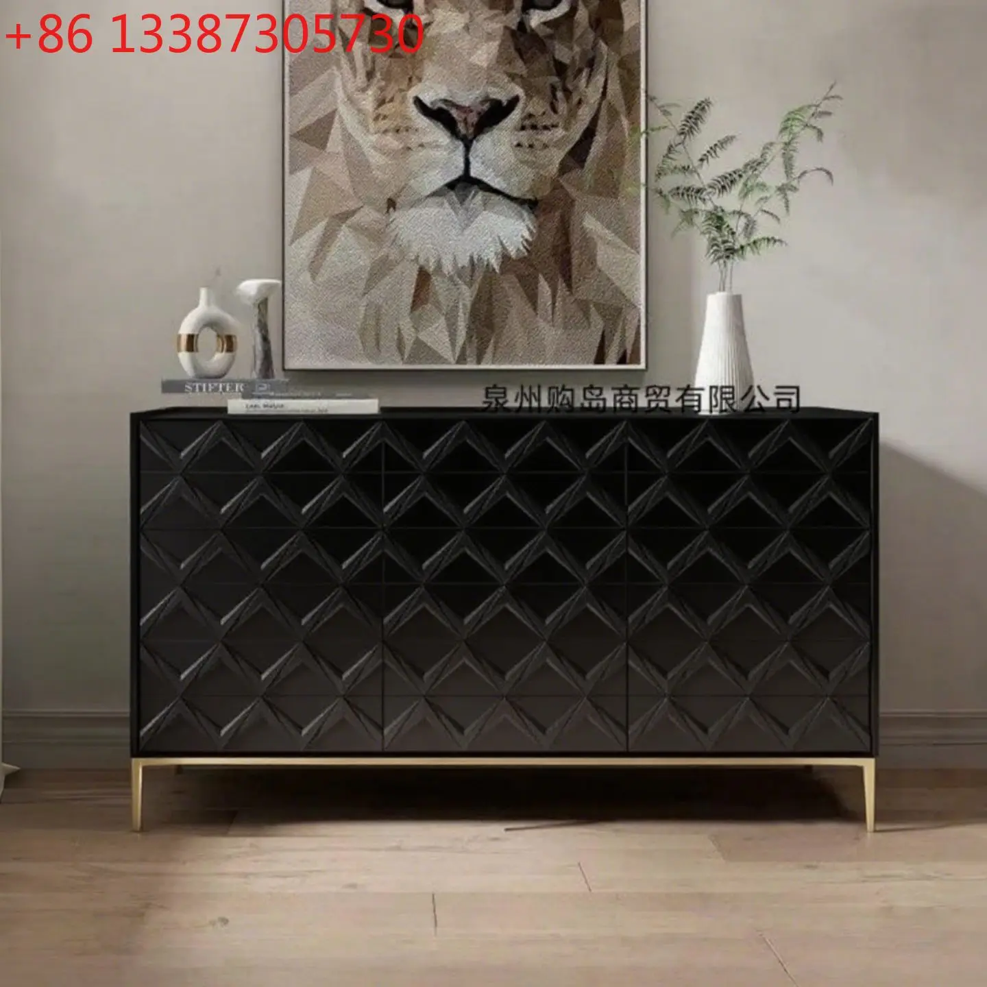 Nordic paint dining side cabinet, living room entrance hall cabinet, multi-functional solid wood tea cabinet