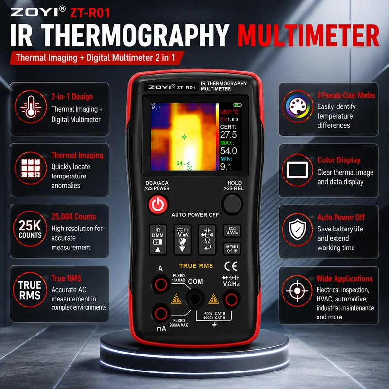 ZOYI ZT‑R01 25000 Counts True RMS Multimeter, 2‑In‑1 Thermal Imager Infrared Camera 2.4" Color Screen Electrician Circuit Detect view 4