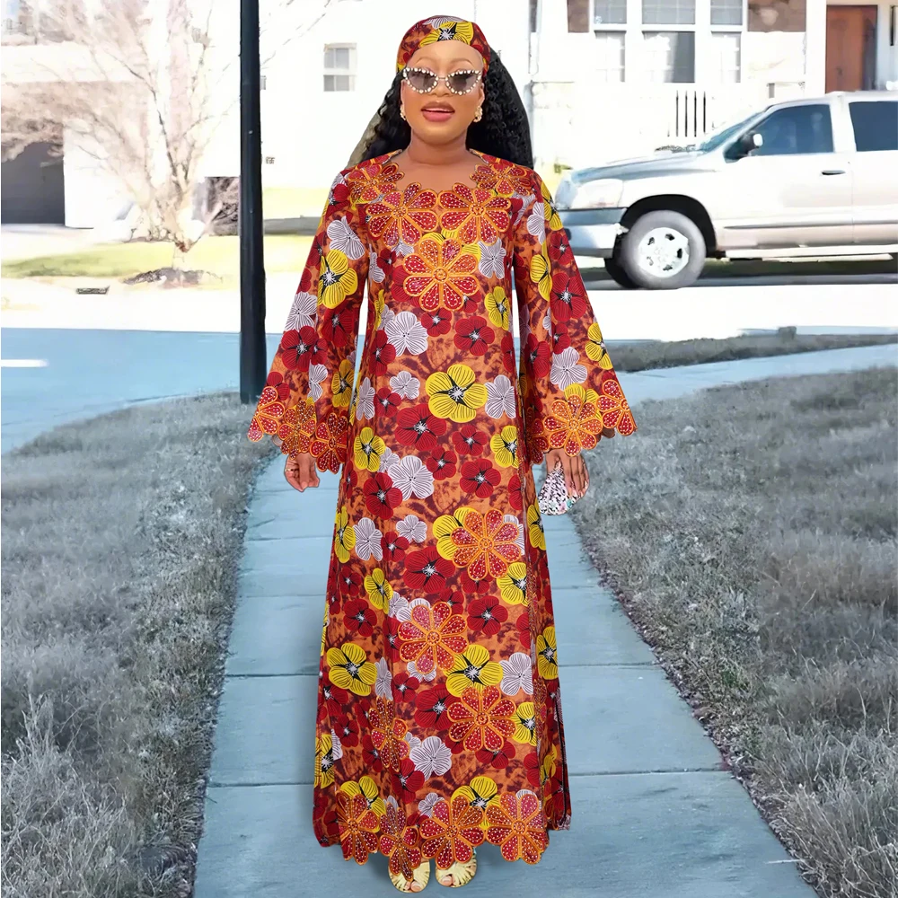 H&D African Clothing Dresses For Women Elegant Wedding Party Gown Ankara Dashiki Long Dress Roupas Bazin Riche Robes 2024