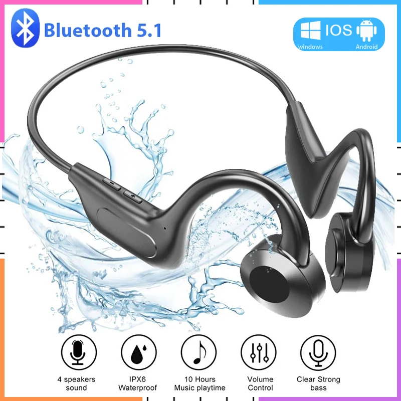 VG02 TWS Bone Conduction Wireless Bluetooth Earphone Sports Waterproof Ear Hook Gaming Headsets Noise Cancelling Headphone