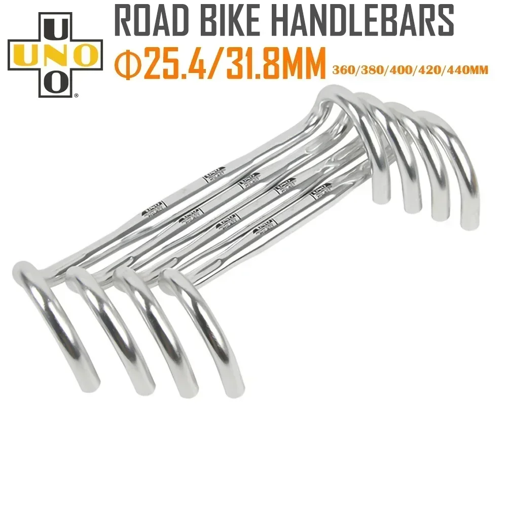 UNO CR12 uchwyt do roweru wyścigowego wygięta kierownica ultralekki rower szosowy srebrna kierownica 25.4/31.8mm 360/380/400/420/440mm część rowerowa