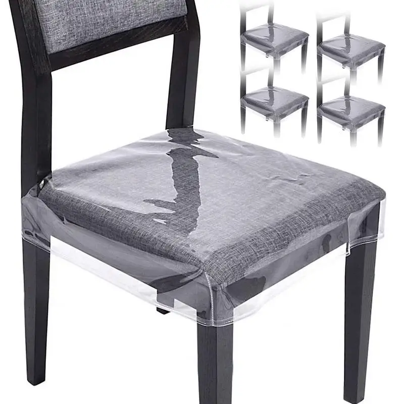4Pcs Transparent Chair Covers PVC Chair Protectors Houseables Dinning Chair Covers No Dust Stain Resistant Waterproof Seat Cover