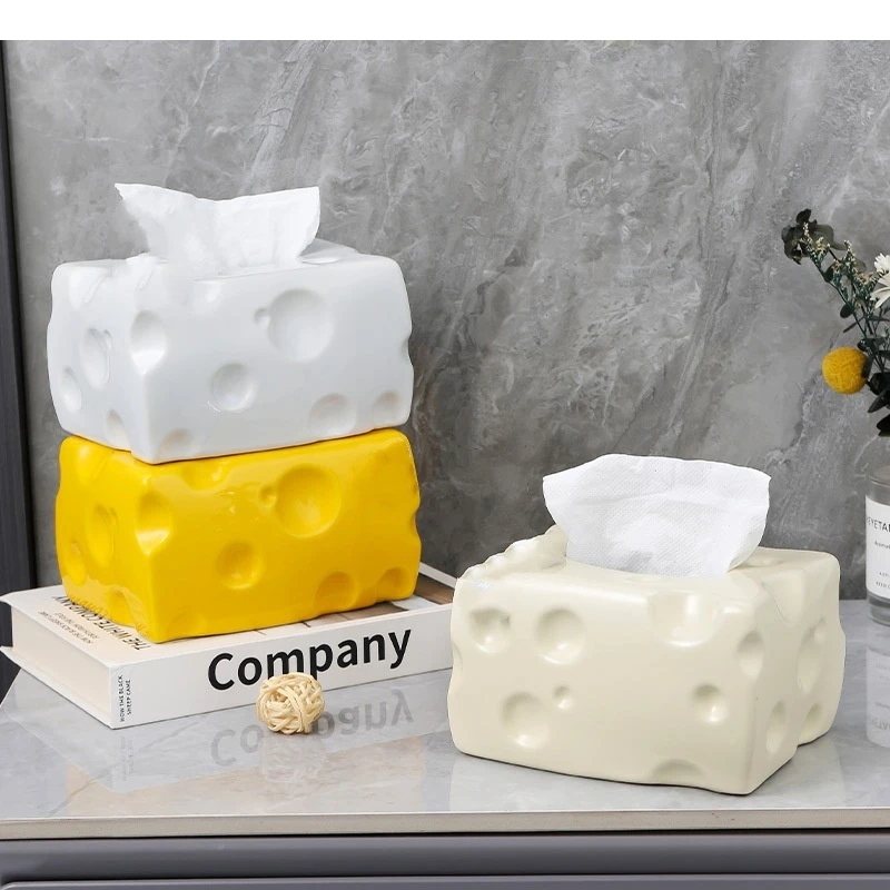 

Ceramic Tissue Box Cartoon Cheese Shapes Draw Paper Trays Toilet Holder Tabletop Storage Container Home Decoraction