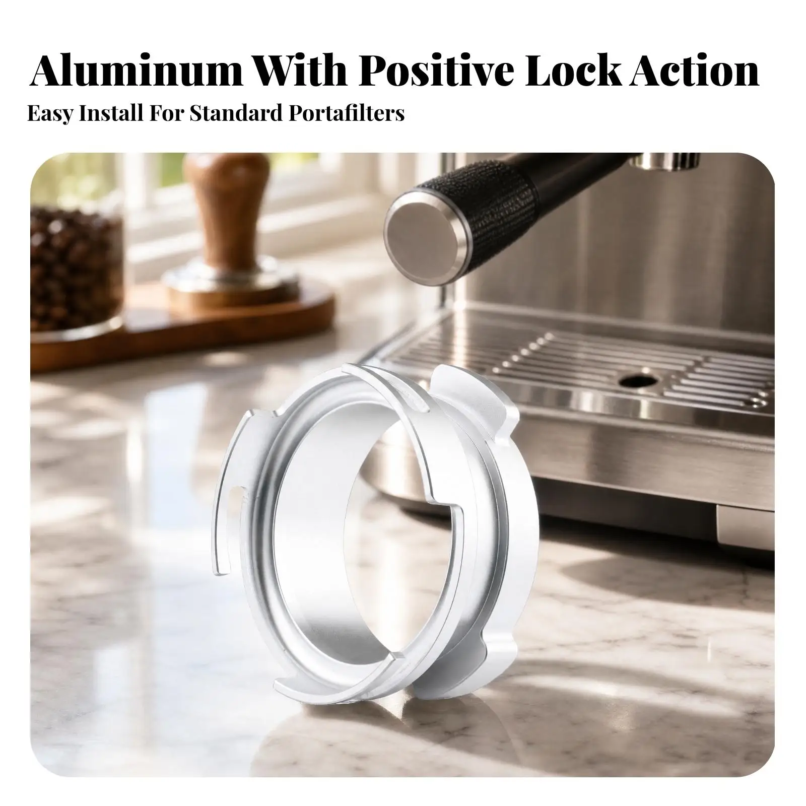 Coffee Ring Distributor Aluminum Alloy Espresso Dosing Funnel Rotating Insert for 58mm Portafilter Home Barista