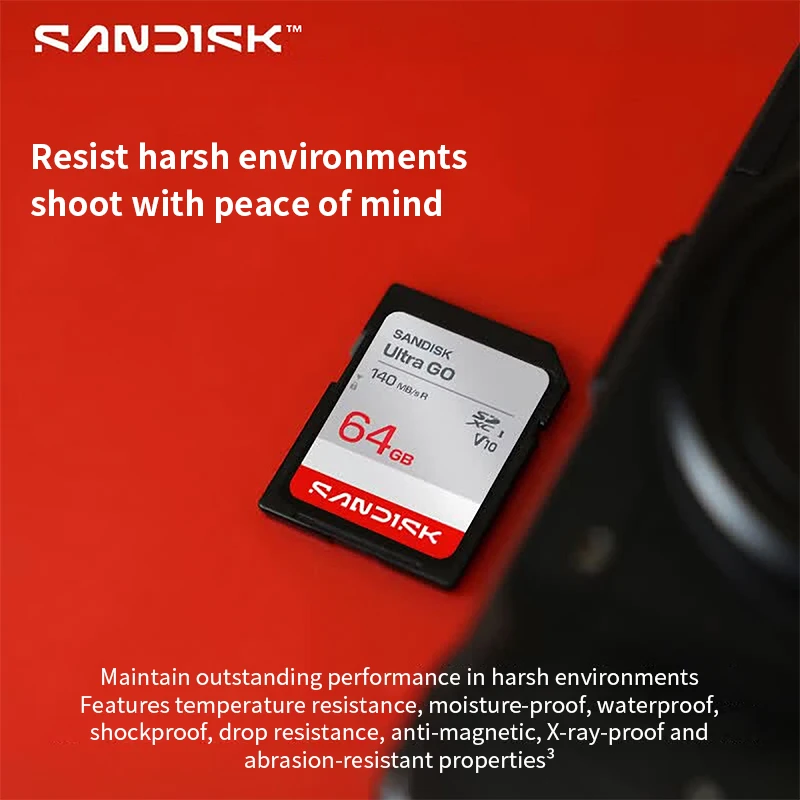 SANDISK Ultra GO SDXC UHS-I Memory Card V10 HD SD Card for Camera 32GB 64GB 128GB Max 190Mb/s Original Storage Flash Card