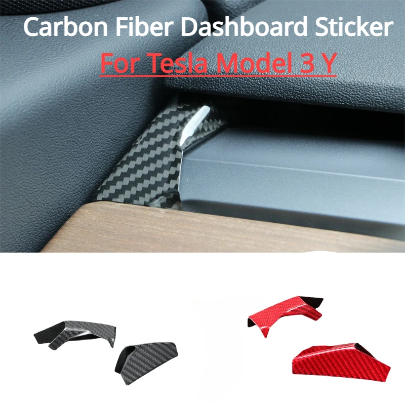 

Dashboard Stickers for Tesla Model 3 Y Real Carbon Fiber Edge Trim Creative Sticker Dry Carbon Fiber Car Modification Decoration